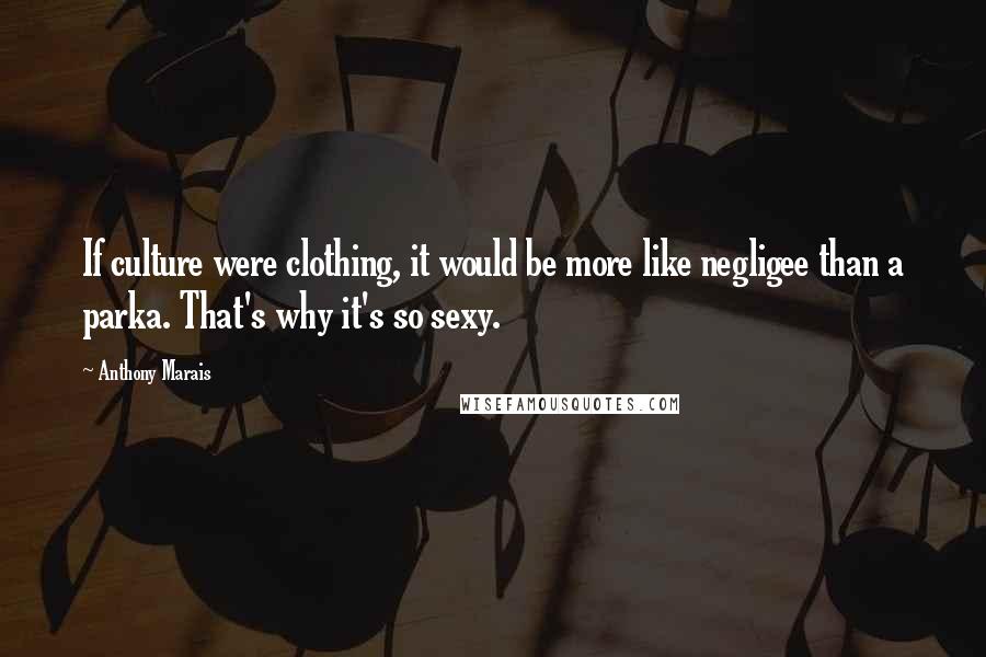 Anthony Marais Quotes: If culture were clothing, it would be more like negligee than a parka. That's why it's so sexy.