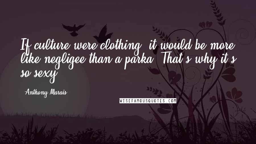 Anthony Marais Quotes: If culture were clothing, it would be more like negligee than a parka. That's why it's so sexy.