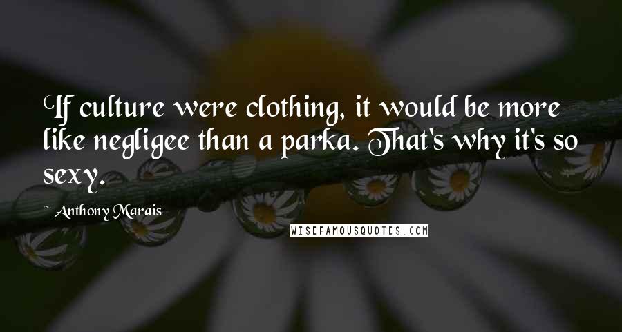 Anthony Marais Quotes: If culture were clothing, it would be more like negligee than a parka. That's why it's so sexy.