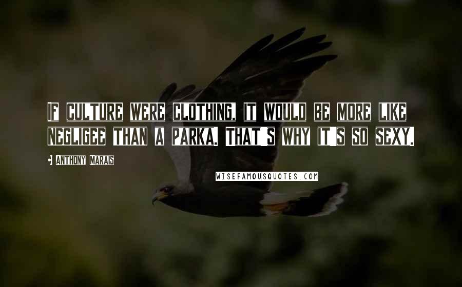 Anthony Marais Quotes: If culture were clothing, it would be more like negligee than a parka. That's why it's so sexy.