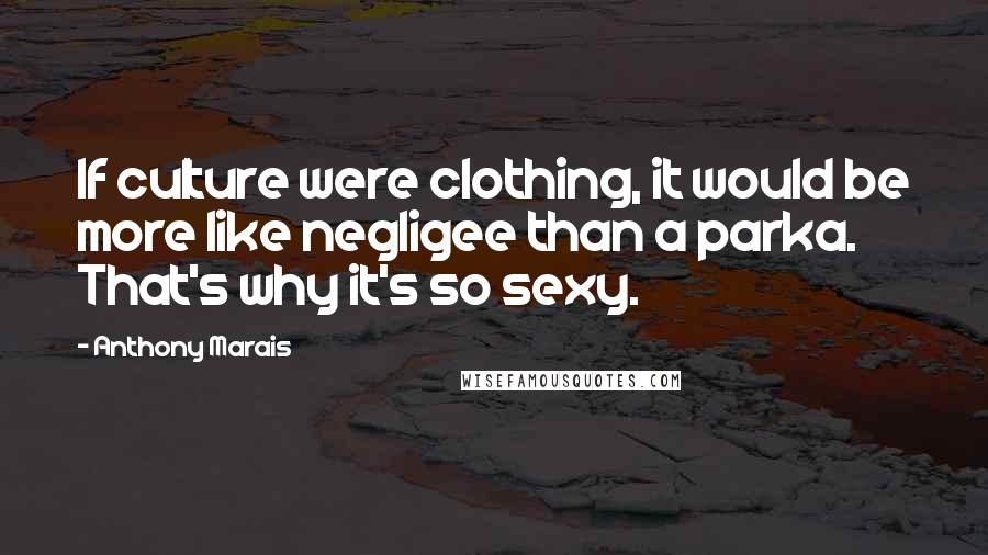 Anthony Marais Quotes: If culture were clothing, it would be more like negligee than a parka. That's why it's so sexy.