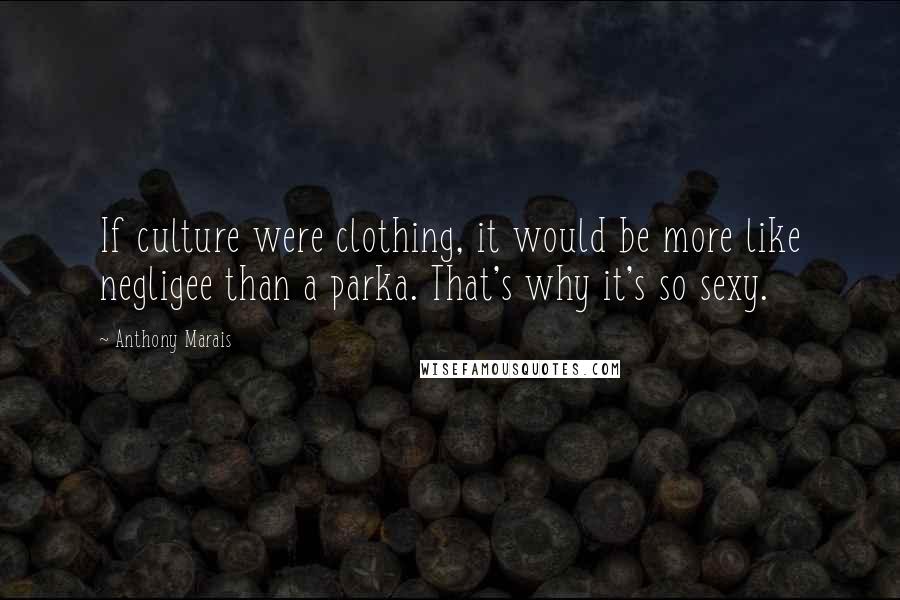 Anthony Marais Quotes: If culture were clothing, it would be more like negligee than a parka. That's why it's so sexy.