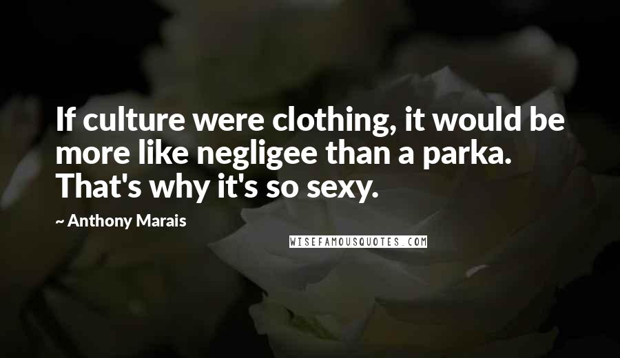 Anthony Marais Quotes: If culture were clothing, it would be more like negligee than a parka. That's why it's so sexy.