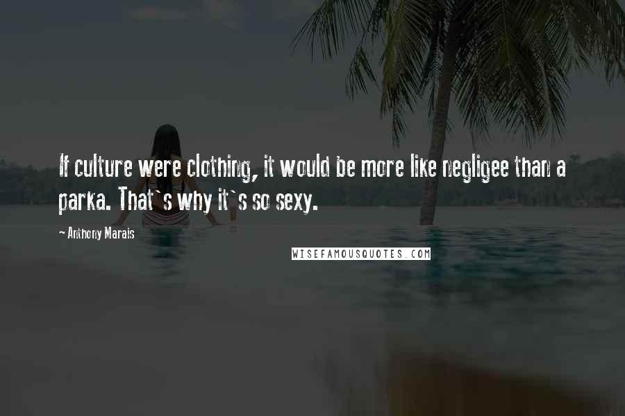 Anthony Marais Quotes: If culture were clothing, it would be more like negligee than a parka. That's why it's so sexy.