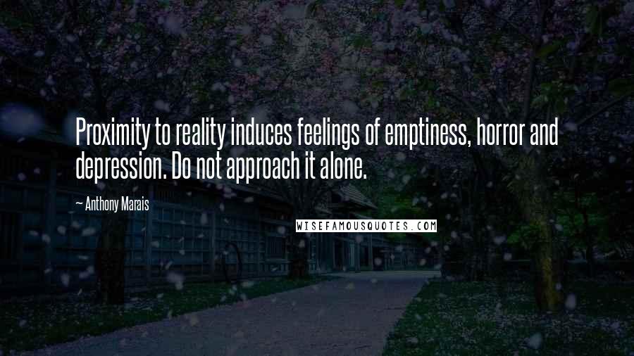 Anthony Marais Quotes: Proximity to reality induces feelings of emptiness, horror and depression. Do not approach it alone.