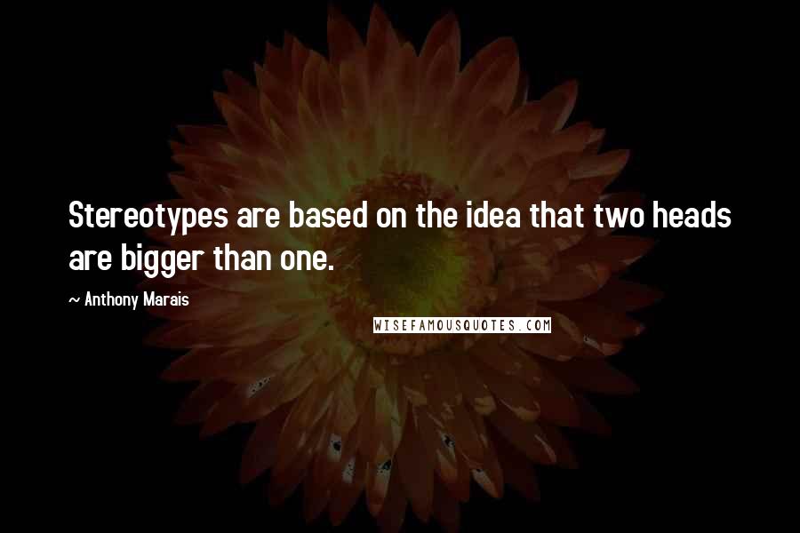 Anthony Marais Quotes: Stereotypes are based on the idea that two heads are bigger than one.