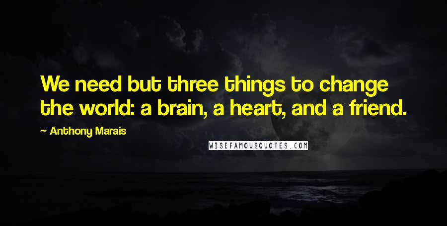 Anthony Marais Quotes: We need but three things to change the world: a brain, a heart, and a friend.