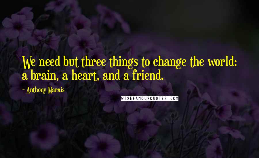 Anthony Marais Quotes: We need but three things to change the world: a brain, a heart, and a friend.