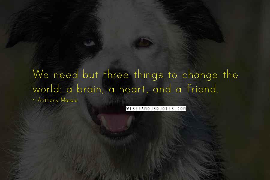 Anthony Marais Quotes: We need but three things to change the world: a brain, a heart, and a friend.