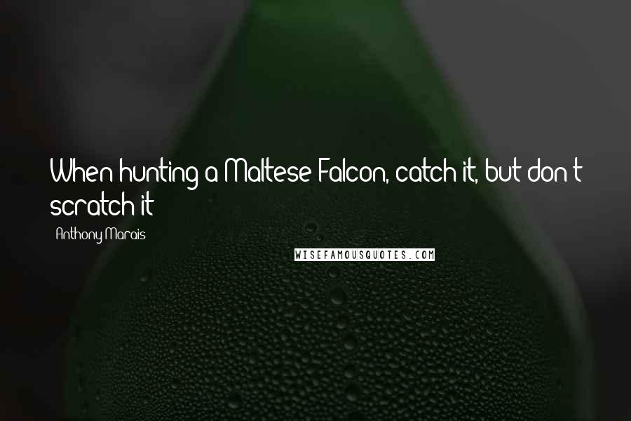 Anthony Marais Quotes: When hunting a Maltese Falcon, catch it, but don't scratch it!