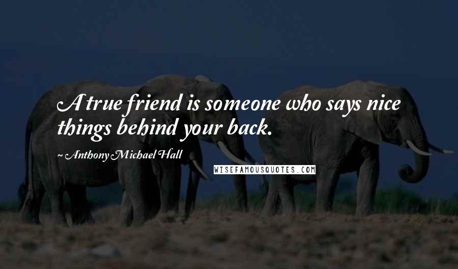 Anthony Michael Hall Quotes: A true friend is someone who says nice things behind your back.