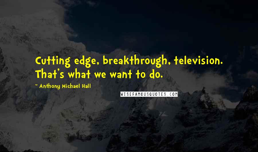 Anthony Michael Hall Quotes: Cutting edge, breakthrough, television. That's what we want to do.