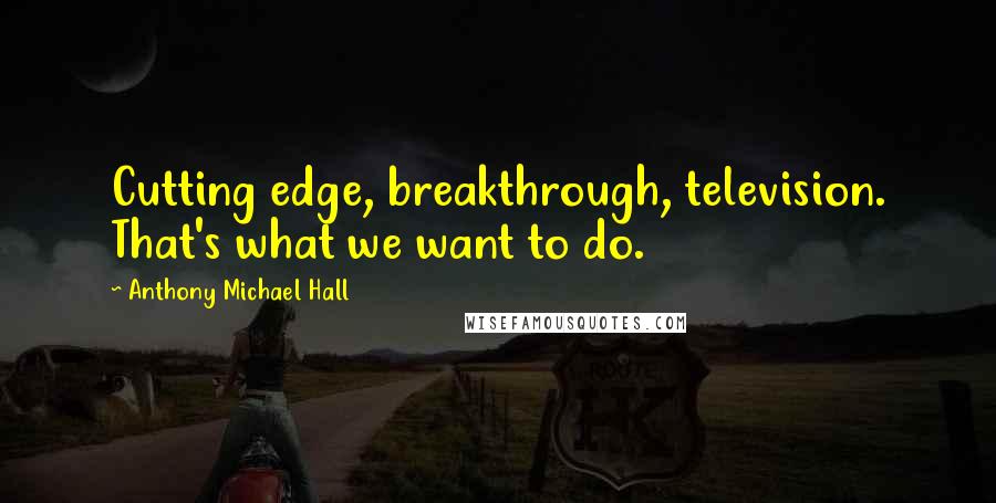 Anthony Michael Hall Quotes: Cutting edge, breakthrough, television. That's what we want to do.