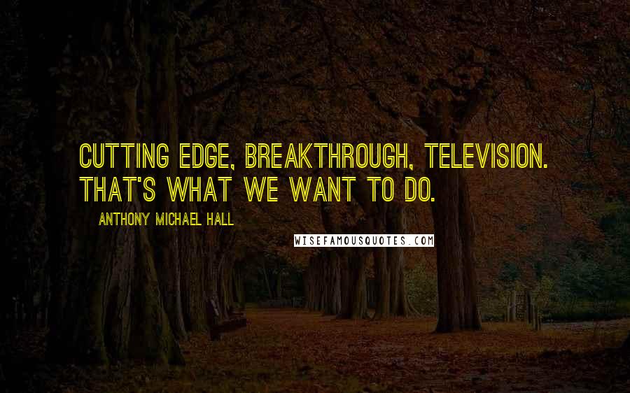 Anthony Michael Hall Quotes: Cutting edge, breakthrough, television. That's what we want to do.