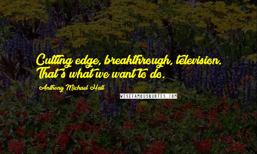 Anthony Michael Hall Quotes: Cutting edge, breakthrough, television. That's what we want to do.