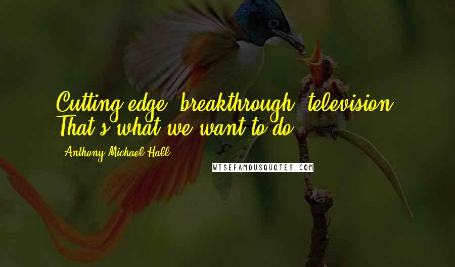 Anthony Michael Hall Quotes: Cutting edge, breakthrough, television. That's what we want to do.