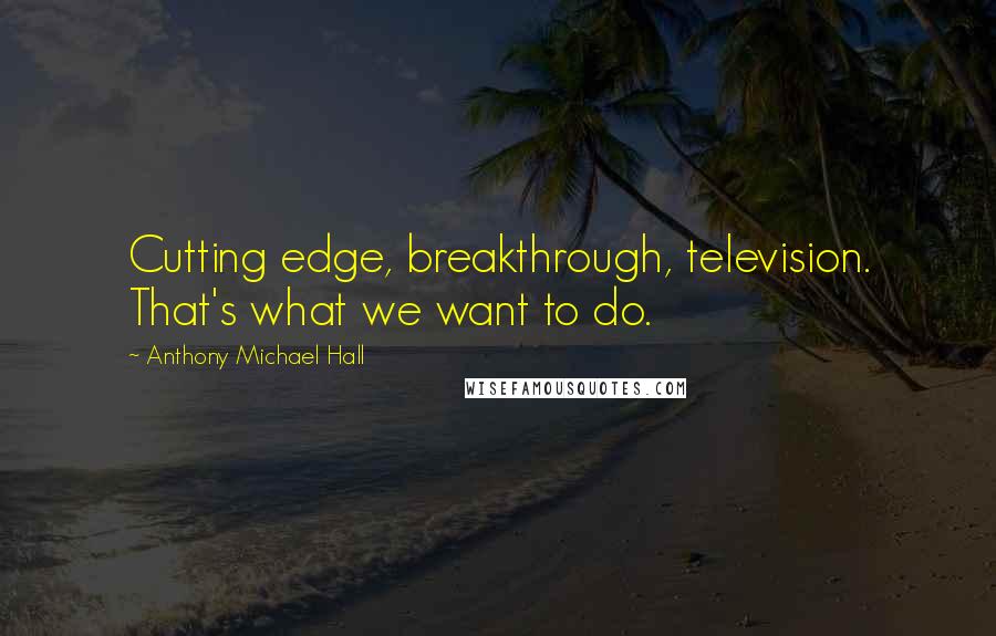 Anthony Michael Hall Quotes: Cutting edge, breakthrough, television. That's what we want to do.