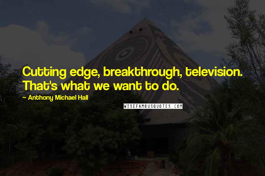 Anthony Michael Hall Quotes: Cutting edge, breakthrough, television. That's what we want to do.