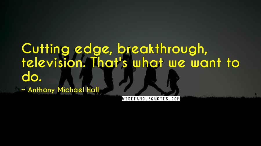 Anthony Michael Hall Quotes: Cutting edge, breakthrough, television. That's what we want to do.