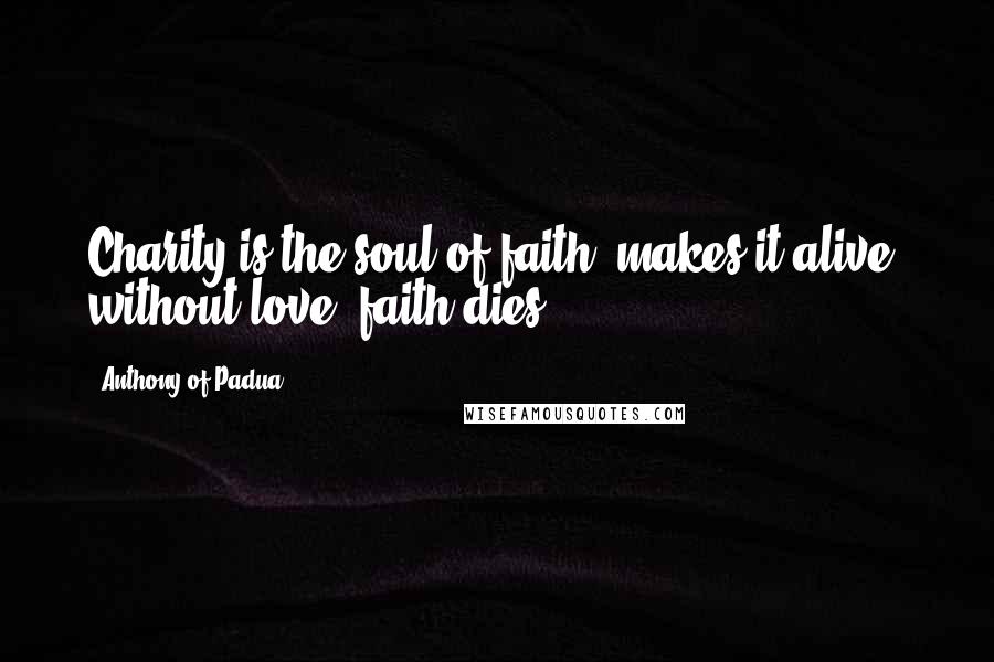 Anthony Of Padua Quotes: Charity is the soul of faith, makes it alive; without love, faith dies.