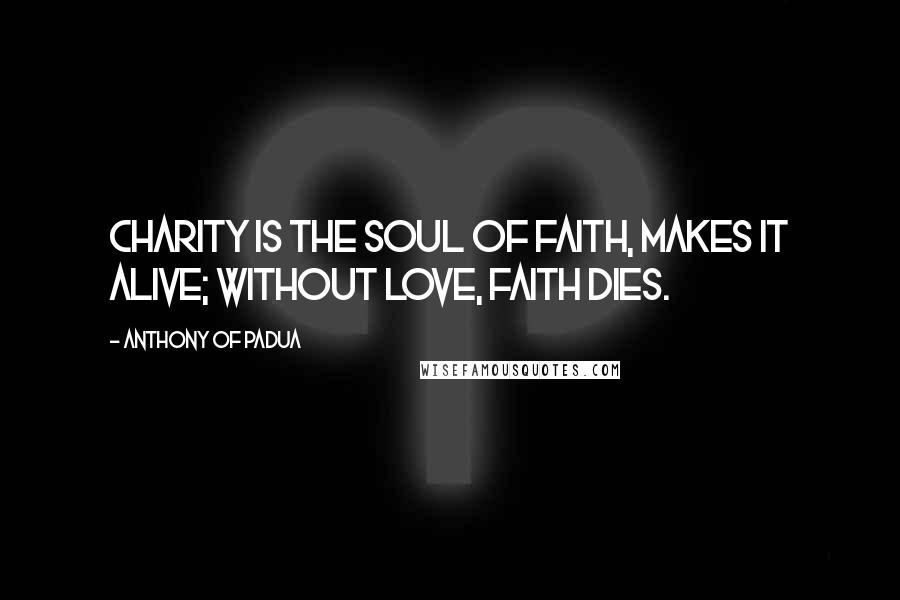 Anthony Of Padua Quotes: Charity is the soul of faith, makes it alive; without love, faith dies.