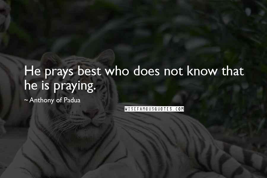 Anthony Of Padua Quotes: He prays best who does not know that he is praying.