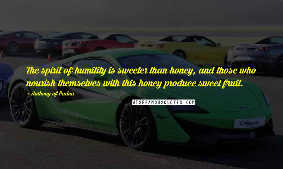 Anthony Of Padua Quotes: The spirit of humility is sweeter than honey, and those who nourish themselves with this honey produce sweet fruit.