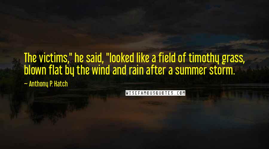 Anthony P. Hatch Quotes: The victims," he said, "looked like a field of timothy grass, blown flat by the wind and rain after a summer storm.