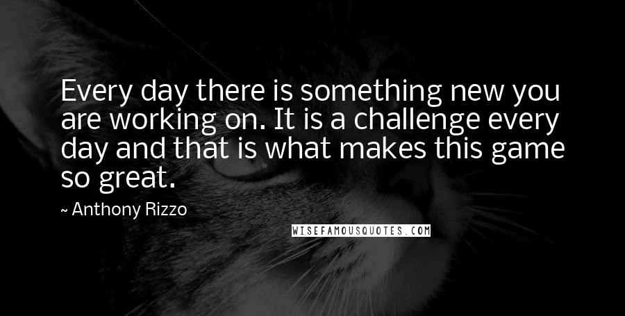 Anthony Rizzo Quotes: Every day there is something new you are working on. It is a challenge every day and that is what makes this game so great.