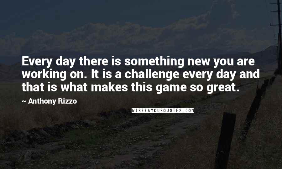 Anthony Rizzo Quotes: Every day there is something new you are working on. It is a challenge every day and that is what makes this game so great.