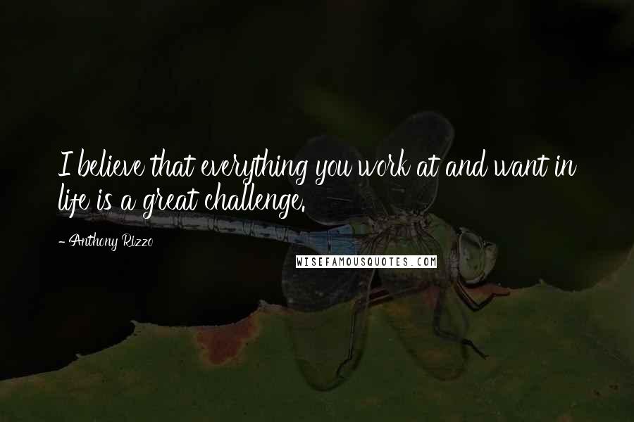 Anthony Rizzo Quotes: I believe that everything you work at and want in life is a great challenge.