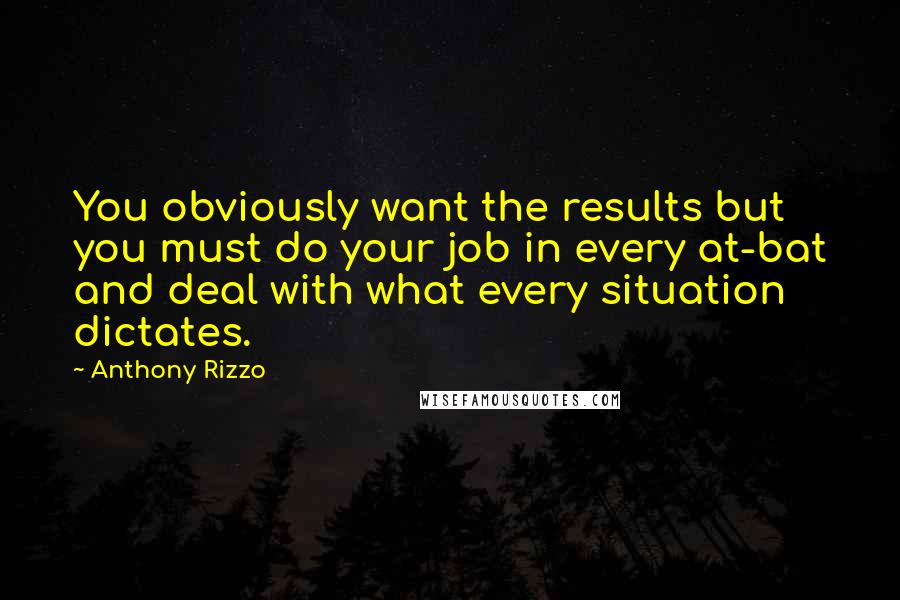 Anthony Rizzo Quotes: You obviously want the results but you must do your job in every at-bat and deal with what every situation dictates.