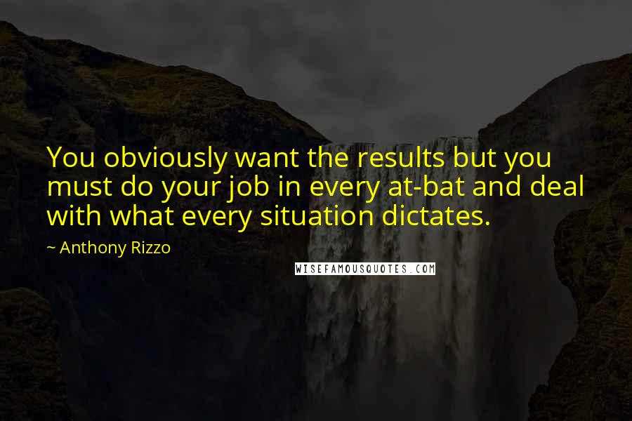 Anthony Rizzo Quotes: You obviously want the results but you must do your job in every at-bat and deal with what every situation dictates.