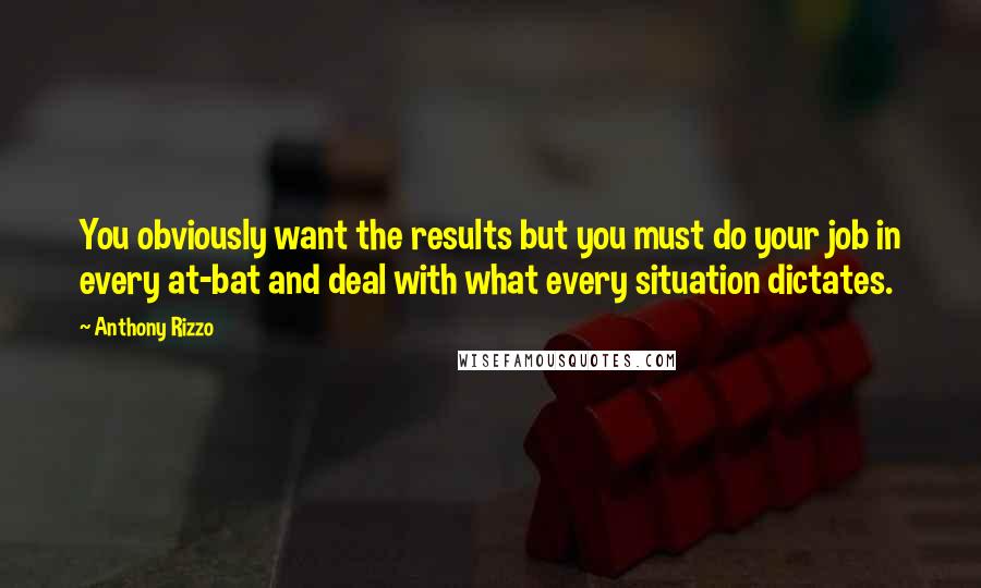 Anthony Rizzo Quotes: You obviously want the results but you must do your job in every at-bat and deal with what every situation dictates.