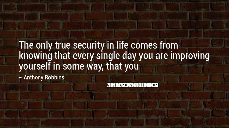 Anthony Robbins Quotes: The only true security in life comes from knowing that every single day you are improving yourself in some way, that you