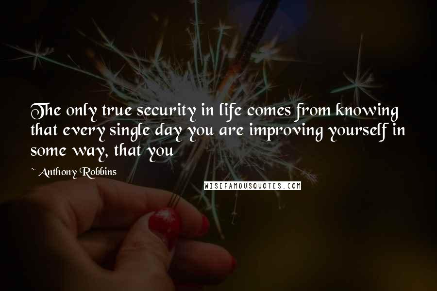 Anthony Robbins Quotes: The only true security in life comes from knowing that every single day you are improving yourself in some way, that you