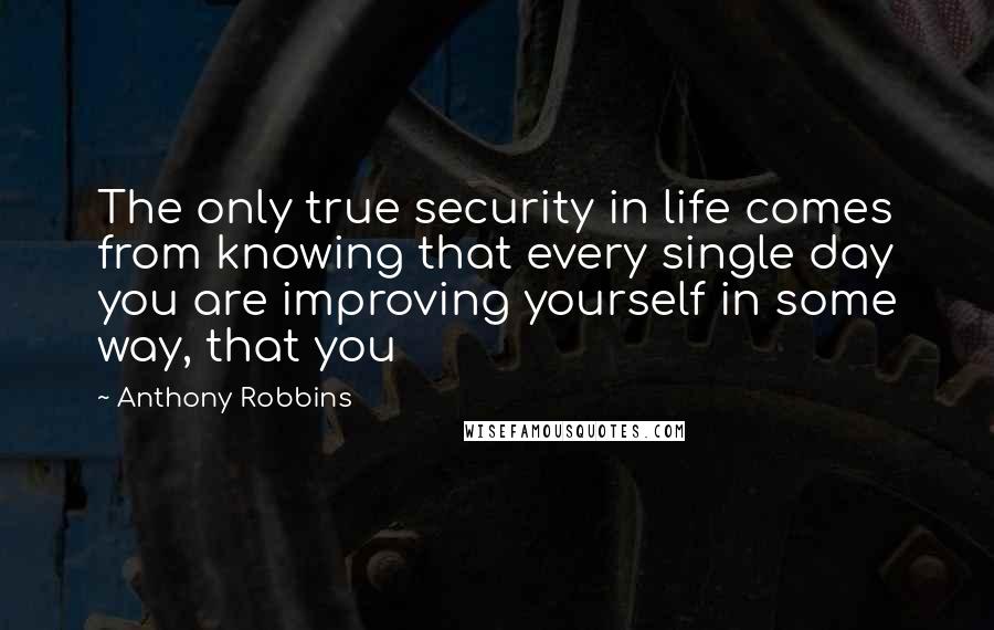 Anthony Robbins Quotes: The only true security in life comes from knowing that every single day you are improving yourself in some way, that you