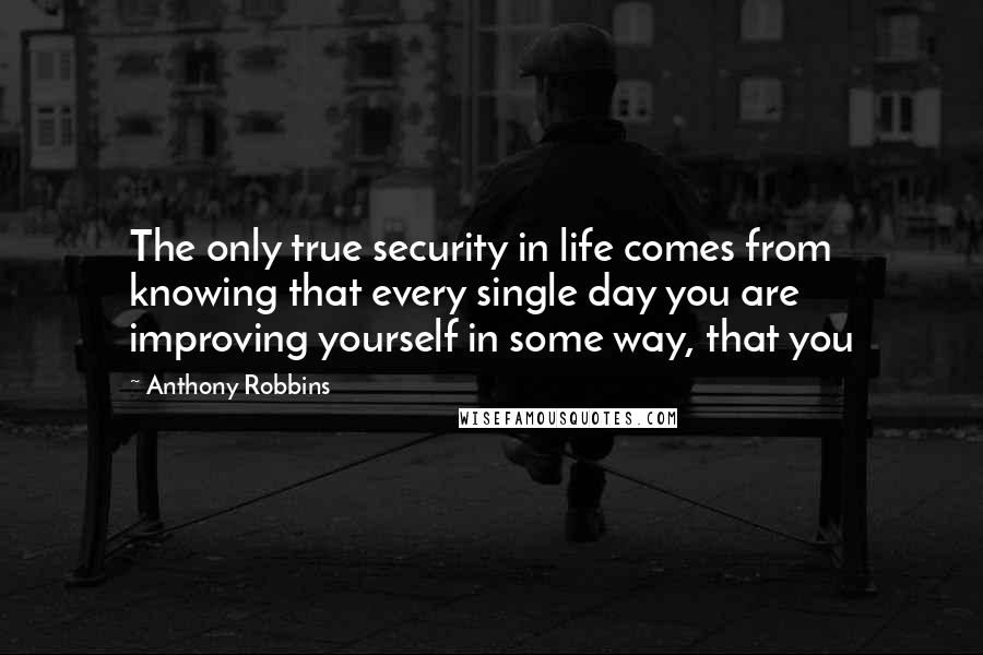 Anthony Robbins Quotes: The only true security in life comes from knowing that every single day you are improving yourself in some way, that you