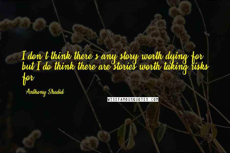 Anthony Shadid Quotes: I don't think there's any story worth dying for, but I do think there are stories worth taking risks for.