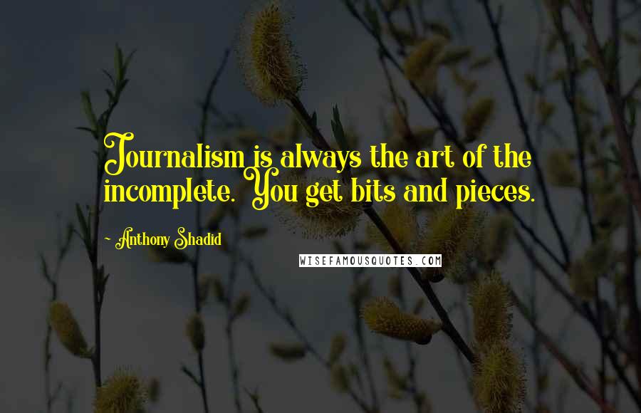 Anthony Shadid Quotes: Journalism is always the art of the incomplete. You get bits and pieces.