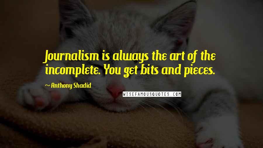 Anthony Shadid Quotes: Journalism is always the art of the incomplete. You get bits and pieces.