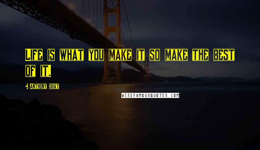 Anthony Shay Quotes: Life is what you make it so make the best of it.