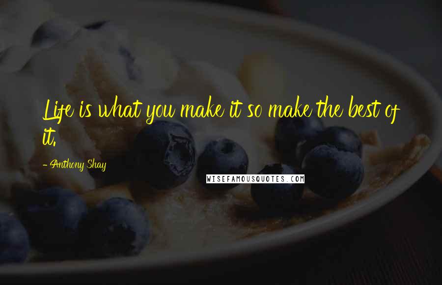 Anthony Shay Quotes: Life is what you make it so make the best of it.