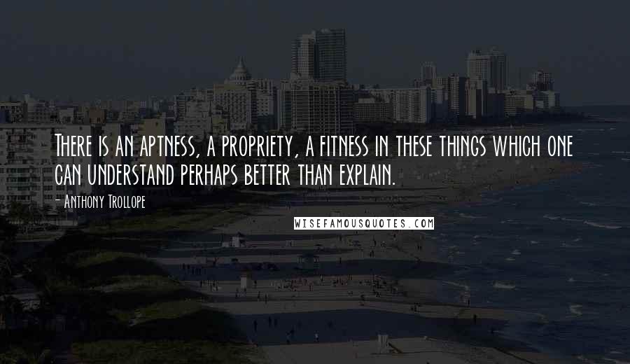 Anthony Trollope Quotes: There is an aptness, a propriety, a fitness in these things which one can understand perhaps better than explain.