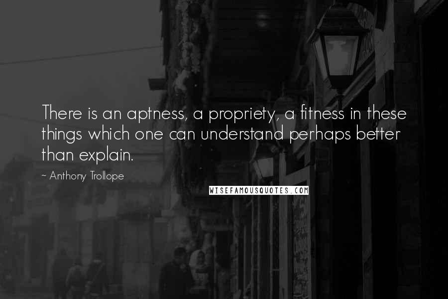 Anthony Trollope Quotes: There is an aptness, a propriety, a fitness in these things which one can understand perhaps better than explain.