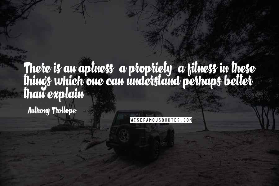 Anthony Trollope Quotes: There is an aptness, a propriety, a fitness in these things which one can understand perhaps better than explain.