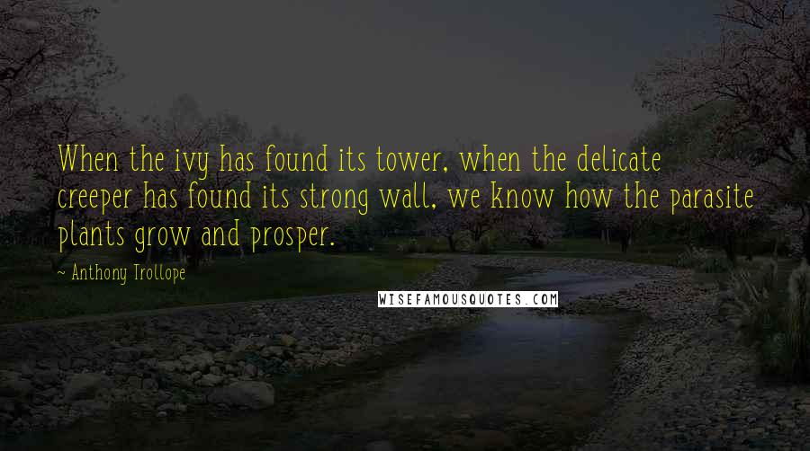 Anthony Trollope Quotes: When the ivy has found its tower, when the delicate creeper has found its strong wall, we know how the parasite plants grow and prosper.