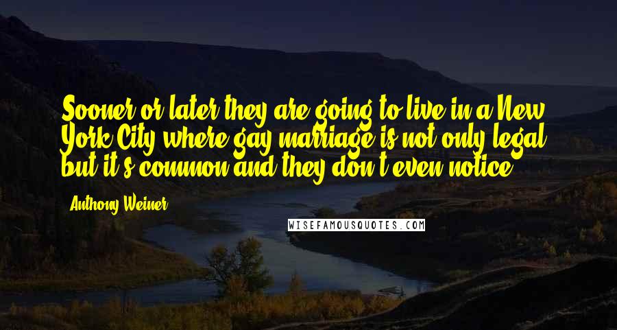 Anthony Weiner Quotes: Sooner or later they are going to live in a New York City where gay marriage is not only legal, but it's common and they don't even notice.