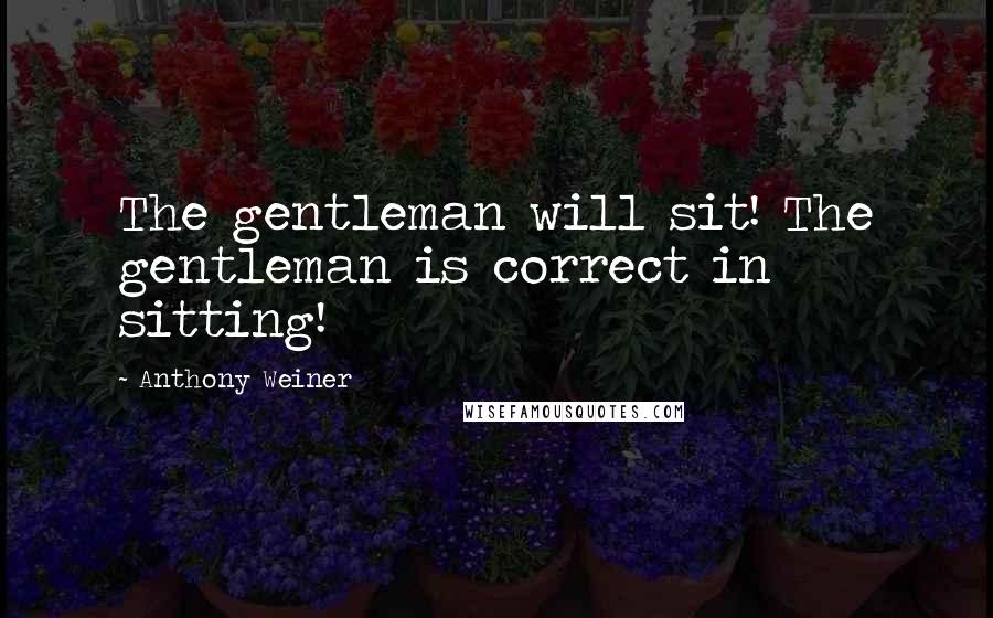 Anthony Weiner Quotes: The gentleman will sit! The gentleman is correct in sitting!