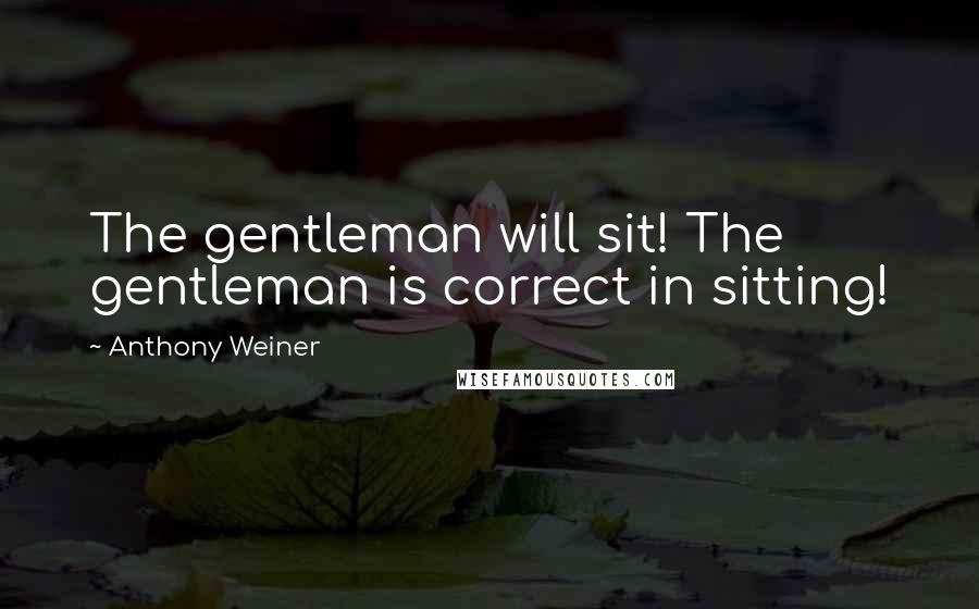 Anthony Weiner Quotes: The gentleman will sit! The gentleman is correct in sitting!